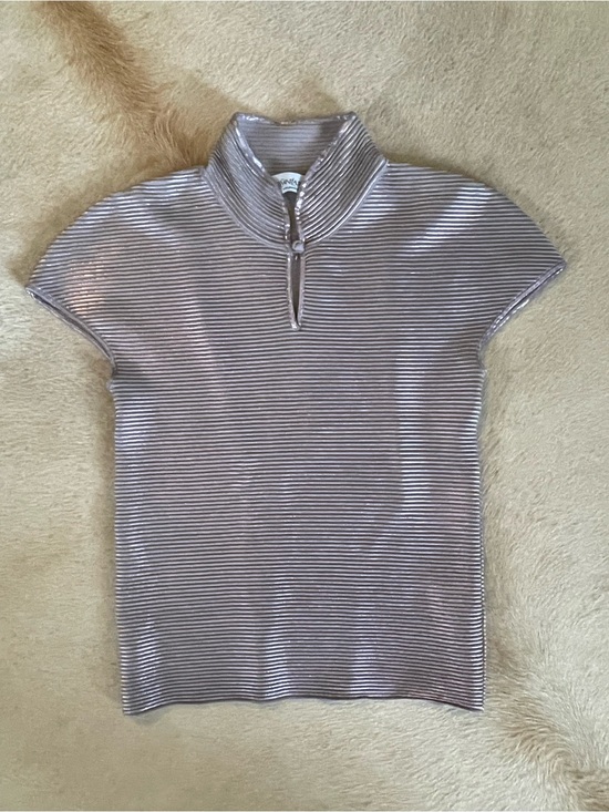 Yves Saint Laurent Tops - Yves Saint Laurent Ribbed Metallic rib-knit Top in Lavender
